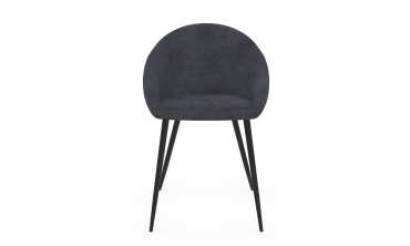 Chaises Dory velours gris pieds métal noirs - lot de 2