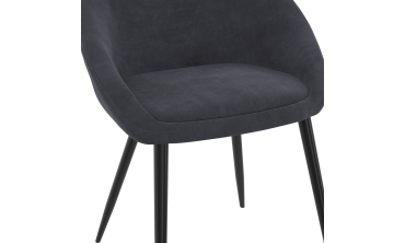Chaises Dory velours gris pieds métal noirs - lot de 2
