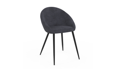 Chaises Dory velours gris pieds métal noirs - lot de 2