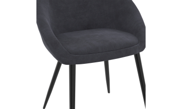 Chaises Dory velours gris pieds métal noirs - lot de 4