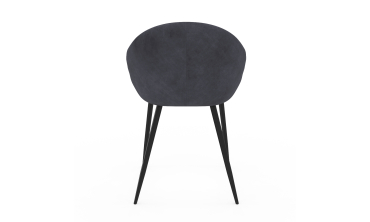 Chaises Dory velours gris pieds métal noirs - lot de 4