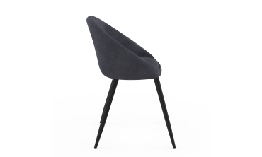 Chaises Dory velours gris pieds métal noirs - lot de 4