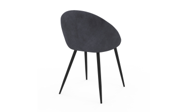 Chaises Dory velours gris pieds métal noirs - lot de 4