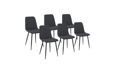 Chaises Fiona velours gris foncé pieds métal noirs - lot de 6