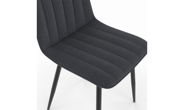 Chaises Fiona velours gris foncé pieds métal noirs - lot de 6