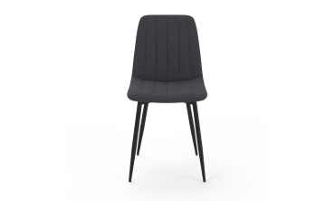 Chaises Fiona velours gris foncé pieds métal noirs - lot de 6