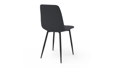 Chaises Fiona velours gris foncé pieds métal noirs - lot de 6