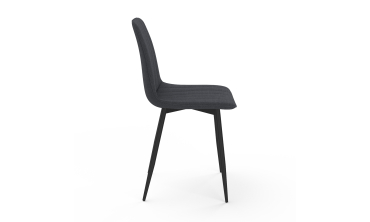 Chaises Fiona velours gris foncé pieds métal noirs - lot de 6