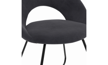 Chaises Malone velours gris foncé pieds noirs - lot de 2