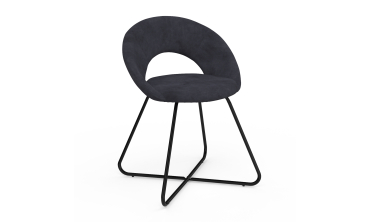 Chaises Malone velours gris foncé pieds noirs - lot de 2