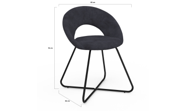 Chaises Malone velours gris foncé pieds noirs - lot de 2