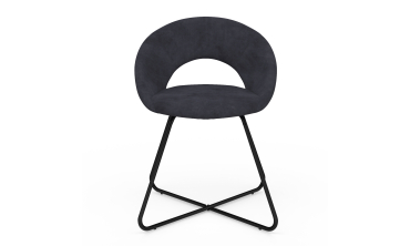 Chaises Malone velours gris foncé pieds noirs - lot de 2
