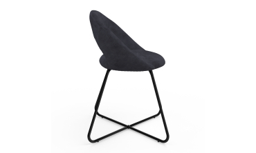 Chaises Malone velours gris foncé pieds noirs - lot de 2