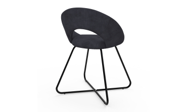 Chaises Malone velours gris foncé pieds noirs - lot de 2