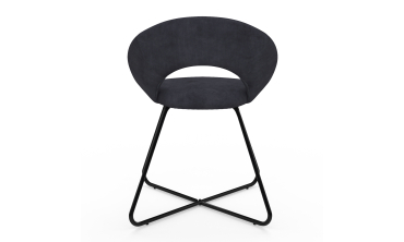 Chaises Malone velours gris foncé pieds noirs - lot de 2