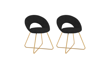 Chaises Malone en velours noir et pieds dorés - lot de 2