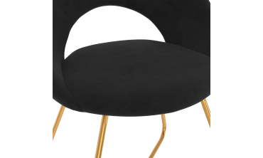Chaises Malone en velours noir et pieds dorés - lot de 2