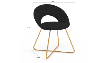 Chaises Malone en velours noir et pieds dorés - lot de 2