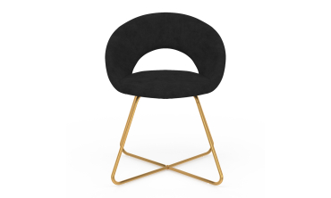 Chaises Malone en velours noir et pieds dorés - lot de 2