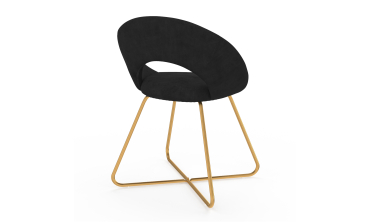Chaises Malone en velours noir et pieds dorés - lot de 2