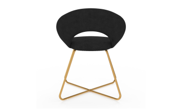 Chaises Malone en velours noir et pieds dorés - lot de 2