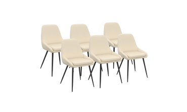 Chaises Ornella tissu beige pieds métal noirs - lot de 6