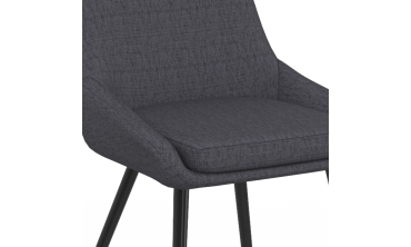Chaises Ornella tissu gris foncé pieds métal noirs - lot de 6