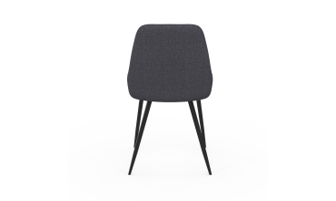 Chaises Ornella tissu gris foncé pieds métal noirs - lot de 6
