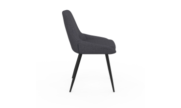 Chaises Ornella tissu gris foncé pieds métal noirs - lot de 6