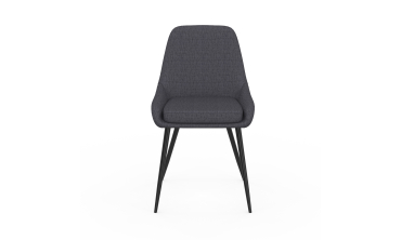 Chaises Ornella tissu gris foncé pieds métal noirs - lot de 6