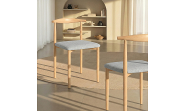 Chaises Adam tissu gris pieds effet bois - lot de 6