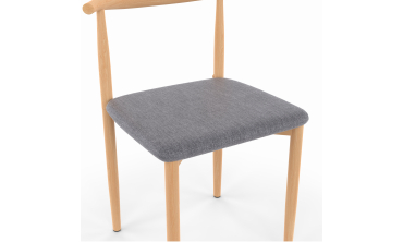 Chaises Adam tissu gris pieds effet bois - lot de 6