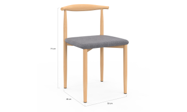 Chaises Adam tissu gris pieds effet bois - lot de 6