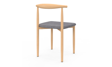 Chaises Adam tissu gris pieds effet bois - lot de 6