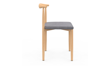 Chaises Adam tissu gris pieds effet bois - lot de 6