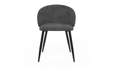 Chaises Léona velours gris et pieds métal noirs - lot de 4