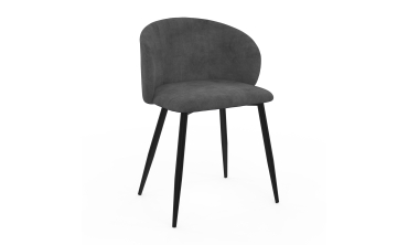 Chaises Léona velours gris et pieds métal noirs - lot de 4