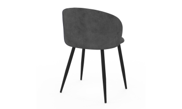 Chaises Léona velours gris et pieds métal noirs - lot de 4