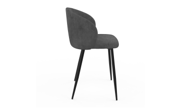 Chaises Léona velours gris et pieds métal noirs - lot de 4