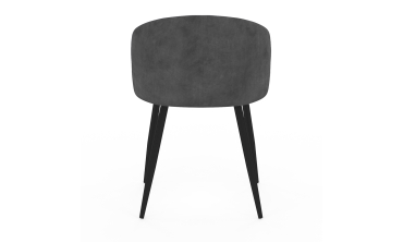 Chaises Léona velours gris et pieds métal noirs - lot de 4
