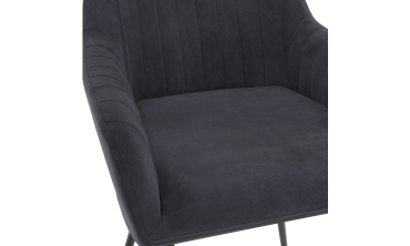 Chaises Ariana velours gris foncé pieds métal - lot de 2