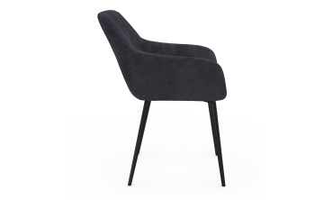 Chaises Ariana velours gris foncé pieds métal - lot de 2