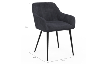 Chaises Ariana velours gris foncé pieds métal - lot de 2
