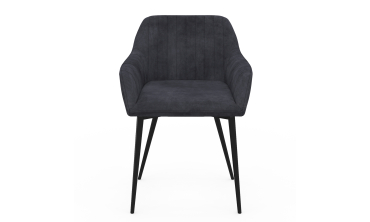 Chaises Ariana velours gris foncé pieds métal - lot de 2