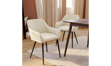 Chaises Ariana velours crème pieds métal - lot de 2