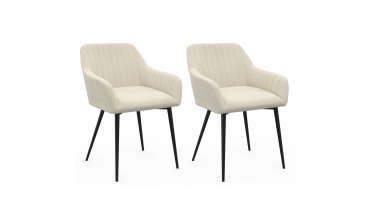 Chaises Ariana velours crème pieds métal - lot de 2