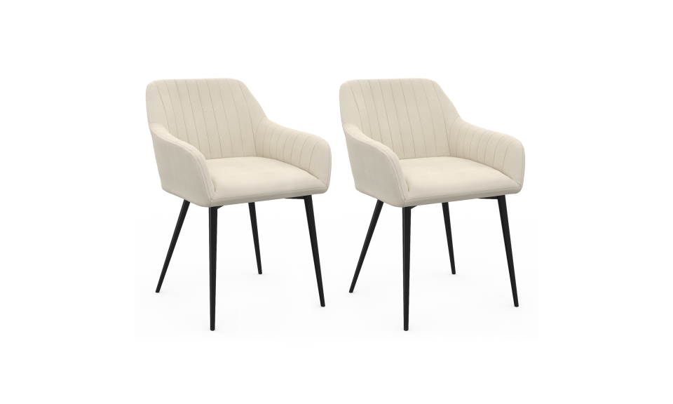 Chaises Ariana velours crème pieds métal - lot de 2