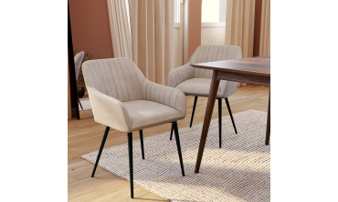 Chaises Ariana velours taupe pieds métal - lot de 2