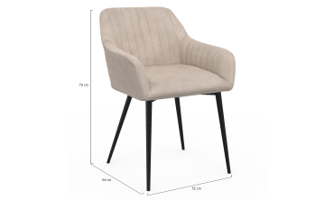 Chaises Ariana velours taupe pieds métal - lot de 2