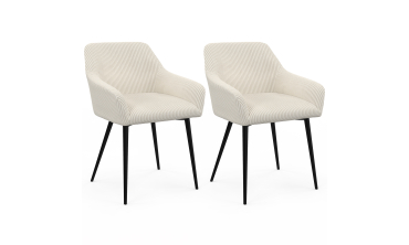 Chaises Jenny velours côtelé crème pieds métal - lot de 2